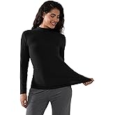 Joyaria Winter Thermal Undershirt Light Warm Fleece Long Sleeve Bamboo Viscose Stretch Base Layer Top Women Activewear S-XXL