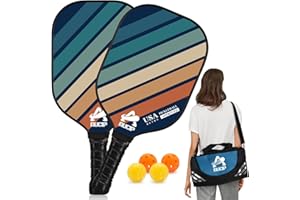 AUCIP USAPA Approved Pickleball Paddle Set, Lightweight Fiberglass Surface Paddles Set of 2/ Wood Pickleball Paddle Set of 4 with Ergonomic Handle, Pickleball Racket with 4 Balls, 1 Bag & Accessories…