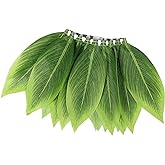 AmzBarley Girls Boys Costume Necklace Flower Clip Hawaii Garland Green Leaf Hula Grass Skirt