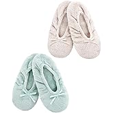 Panda Bros 2 Pairs Women's Ballerina House Slippers, Anti-Skid Comfy Warm Ballet Style Slippers