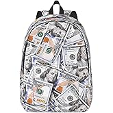 GVGOAGL Fun Money Dollar Novelty Backpack for Girls Boys Women Lightweight Canvas Bookbag Casual Daypack for Travel Outdoor Camping, 15 Inch