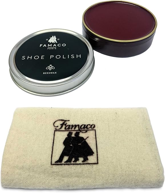 Famaco 50ml Oxblood Shoe Polish & Polishing Cloth Shoe Care Kit For Dr