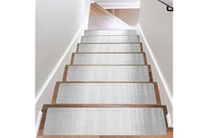 OJIA Extra Non-Slip Stair Treads for Wooden Steps 15PCS, 30"X8" Rubber Indoor Stair Runner Slip Resistant Stair Rugs Safety Mats for Dogs, Kids & Elders, Stairway Grip Step Treads, Gray