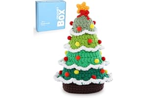CrochetBox Christmas Crochet Kit for Beginners - Christmas Tree Starters Crochet Kit, Beginners Crocheting Kitting for Adults Kids, Gifts with Crochets Yarns, Hook, Step-by-Step Video, Instruction