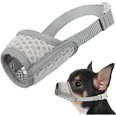 Mayerzon Dog Muzzle, Puppy Soft Mesh Muzzles for Grooming Biting Chewing | Breathable Muzzle for Small Dogs Chihuahua, Toy Poodle, For Vet Visits, Nail Trimming, Allows Panting Drinking | Grey, XXS