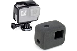 GEPULY Frame Mount Housing Case + Windslayer Foam Windscreen Compatible with GoPro Hero 5/6/7 Black Hero7 White/Silver Hero(2018) Camera, Reduce Wind Noise for Optimal Audio Recording