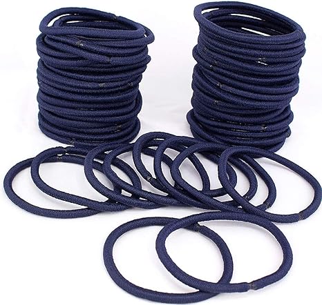 Amazon ヘアゴム 黒 茶 紺 おしゃれ パーツ 4mm 子供 リングゴム 金具無し 結び目なし S 0030 紺 50本セット ヘアアクセサリー ホビー