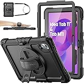 SEYMAC stock Tablet Case for Lenovo Idea Tab 11'' / M11 (TB336FU/TB330FU) 11 inch Drop-Proof Protection Cover with 360&deg; Rotate Stand &amp; Strap [Pen Holder] &amp; Screen Protector 2025/2024, Black