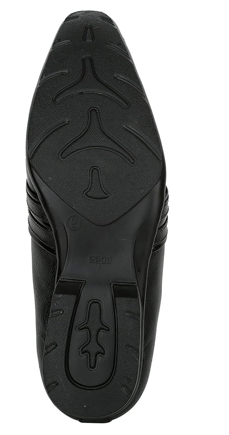 anshul fashion men's black slip on formal shoes