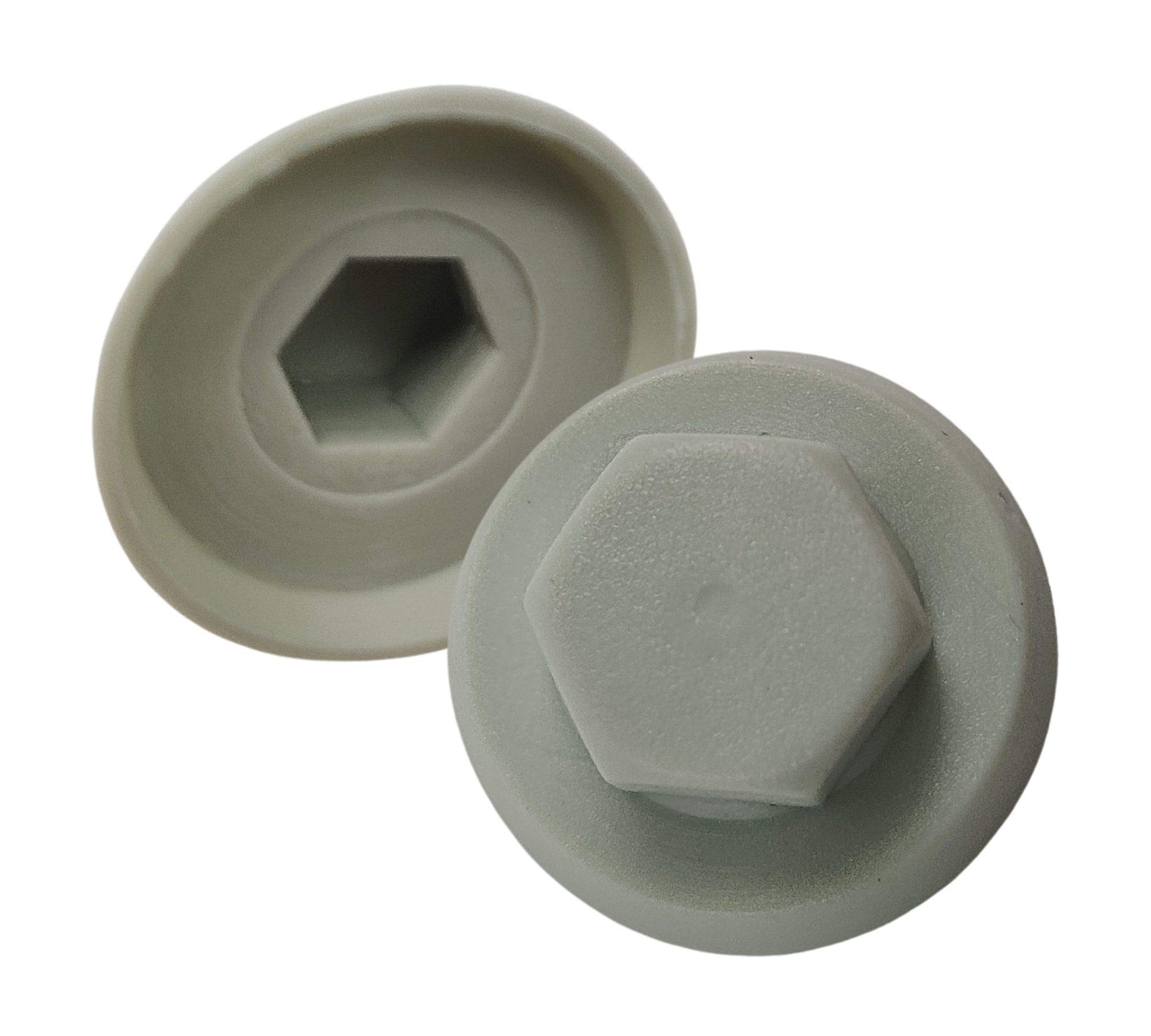 DOJA Industrial | Hex Screw Cap Cladding | Hexagonal Roofing Caps | 8mm Key | Pack 100 | Material: Nylon Plastic Nut Cover | Color White | Protective Cap for Bolt Nuts | Dome Cap Screw Head Covers