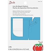 Dritz 55457-61 Repair Pockets, Iron-On, White (2-Count)
