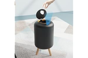 HITISPACE Motion Sensor Modern Office Trash Can, Touchless Round Nordic Trash Can, Motion Sensor Waterproof Garbage Can for Bathroom, Bedroom, 3 Gallon, Black
