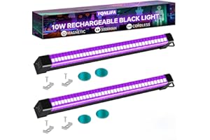 YQNLIFA 5000mAh Rechargeable Black Light Bar, Battery Powered Black Lights for Glow Party, Cordless Blacklight Strip for Halloween Decorations, Fluorescent Poster, Body Paint, Uranium Glass, 2 Pack