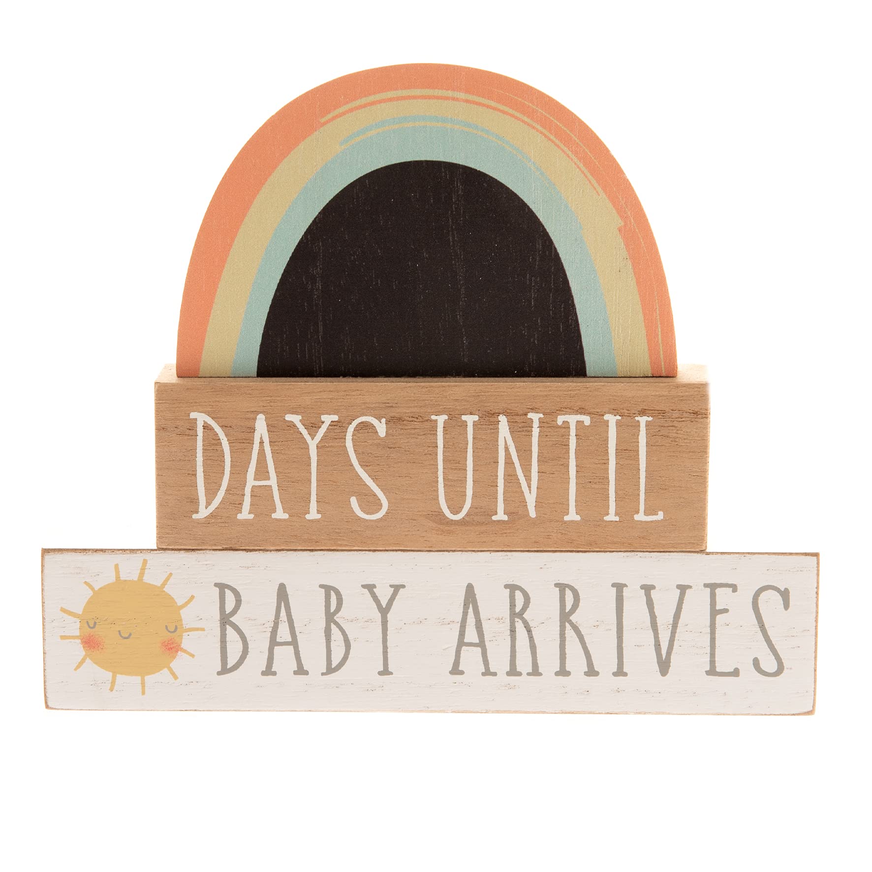 Petit Cheri Wooden Countdown Plaque Sign with Rainbow - Days Until Baby Arrives