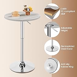 Yaheetech Round Bar Table, Adjustable Height and