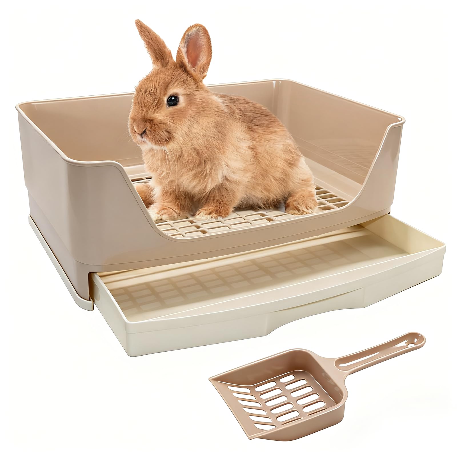 Photo 1 of BWOGUE Large Rabbit Litter Box Toilet,Potty Trainer Corner Bedding with Drawer Larger Pet Pan for Adult Guinea Pigs, Rabbits, Hamster, Chinchilla, Ferret, Galesaur, Small Animals(White)