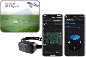 YHpet GF02e-GPS Dog Fence, Wireless Dog Fence with No Subscription, Virtual Dog Containment System with Customizable Boundary