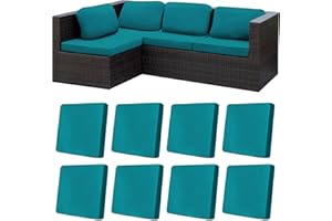 BIETYONE 8Pcs Stretch Patio Cushion Covers Outdoor Cushion Covers,for Outdoor Couch Cushion Covers Replacement,Outdoor Covers Patio Slipcovers Couch Cover,Washable Furniture Cover (Peacock Blue,Cover Only)