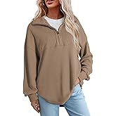 SHEWIN Womens Fall Sweatshirt Casual Waffle Knit Half Zip Pullover Loose Long Sleeve Tops