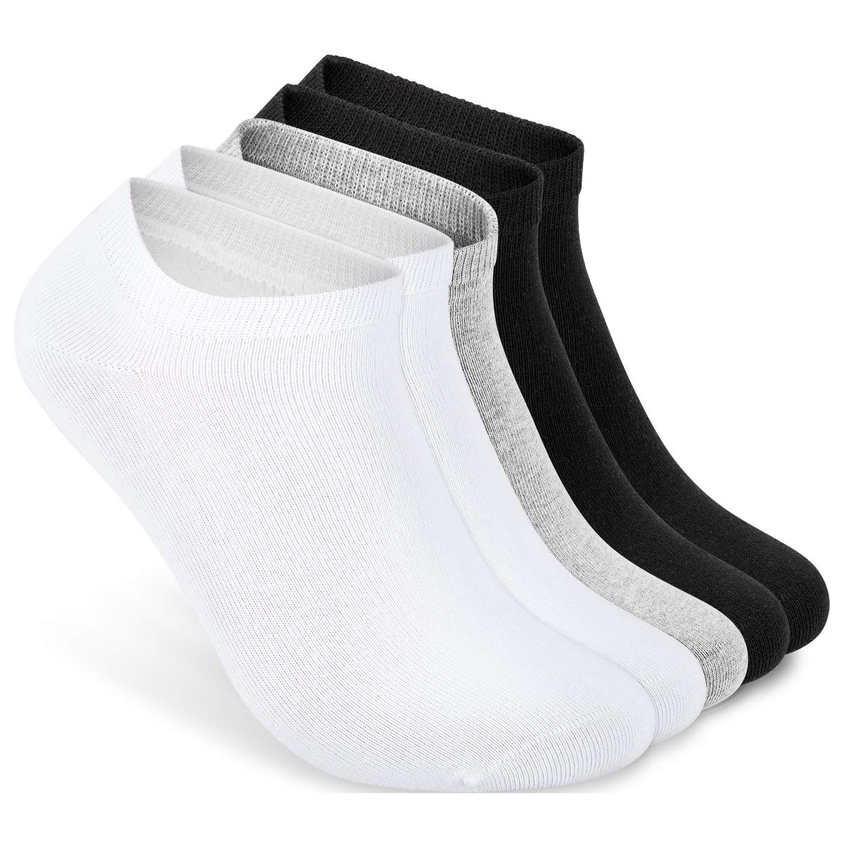 ALL ABOUT SOCKS Sneaker Socken Herren 47-50 grau (5er Pack) - Kurzsocken Baumwolle - Sneakersocken Herren - Mix (grau, weiss, schwarz)