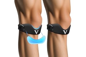 JHVW Silicone Patellar Tendon Support Strap 2-Pack, Knee Brace for Women & Men, Adjustable Non-Slip Patella Band Support for Running Basketball (Black)