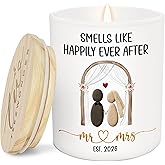 TEEZWONDER Wedding Gifts for Newlyweds - Mr & Mrs 2026 Scented Candle - Bridal Shower Engagement Gifts for Couples, Mr and Mrs Gift for Bride and Groom, Anniversary Wedding Gift for Women Men