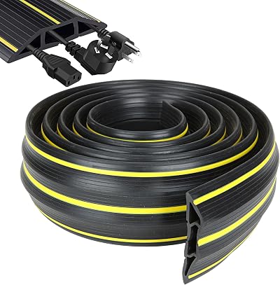 YOUNTHYE 3m Rubber Floor Cable Cover Protector 3 Channel Wire Cover for Office