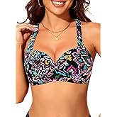 Women Underwire Bikini Top - Push Up Swimsuit Top Twist Front Swim Bra 2025 Retro Bathing Suit