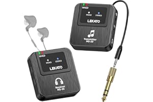 LEKATO Wireless In-Ear Monitor MS-20, 2.4G IEM System Low Latency, with Beltpack Transmitter Auto-Pairing Receiver, OTG Support, One to More, in-Ear Monitoring for Live Performance Singer Band Starter