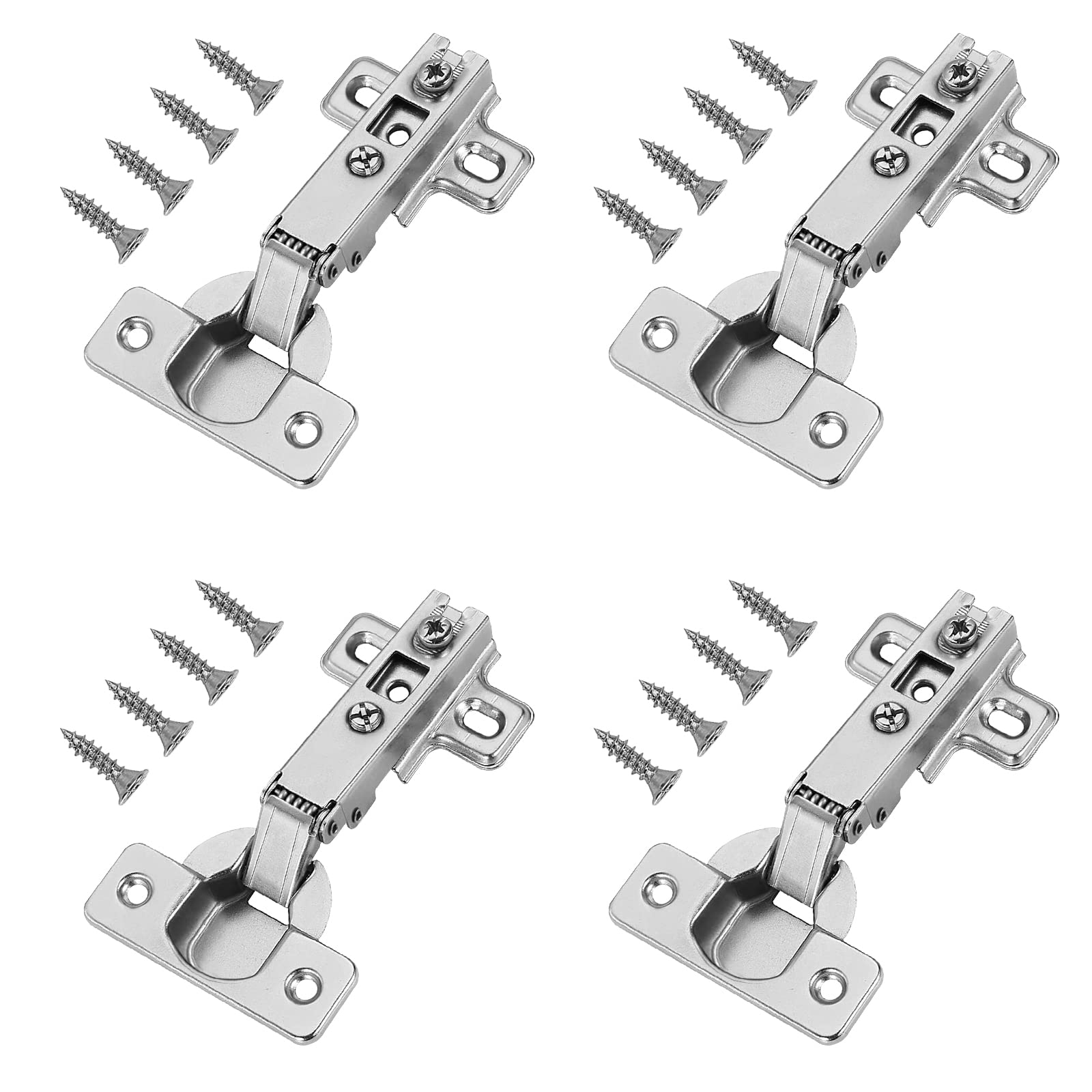 CVIUYO 4Pack 26mm Cabinet Hinge, Concealed Full Overlay Hinges for Kitchen Door, Cupboard, Wardrobe, Closet & Bathroom Cabinets, Embedded Furniture with Screws