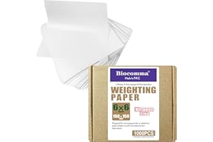 Biocomma 6x6 inches Cellulose Weighing Paper Sheet, Nitrogen Free,Non-Absorbing, High-Gloss (1000Pcs)