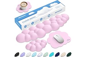 Retuhapy Cloud Wrist Rest Keyboard Cushion, 4-in-1 Ergonomic Cloud Keyboard Wrist Rest and Mouse Pad Set with Memory Foam Arm