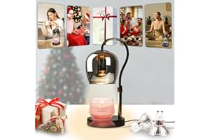 Hisummer Electric Adjustable Height Candle Warmer Lamp with Timer, Dimmable Wine Glass Modern Candle Lamp Warmer Vintage Wax Warmer Lamp with 2 Bulbs, Lamp Candle Warmer for Jar Candles, Home Decor