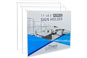 CiaoHER Acrylic Slatwall Sign Holder, Letter Size, 11 x 8.5 inches (3pack)