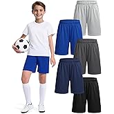 ZUEMET 5 Pack Boys Basketball Shorts Kids Youth Athletic Short Boy Quick Dry Sport Clothes with Pockets Size 7-14 Years