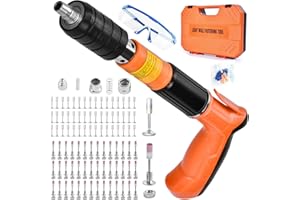 BLU7IVE Mannal Nails Gun Tool with 130pcs Nails,65pcs M8 Threaded Nail,65pcs Round Nails,5 Speed Wall Fastening Rivet Steel NALI Gun Tool Monitor Installation Gun Manual Rivet Nail Gun Household Woodworking