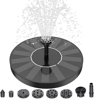 AISITIN Solar Water Fountain Pump with 6 Nozzles for Ponds Gardens Outdoors