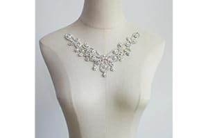 PEARLY JUN Rhinestone Applique Crystal Applique for Hand Sewing Craft Projects DIY Wedding Clothes Shoes Hats Bags (YL001-AB Silver)