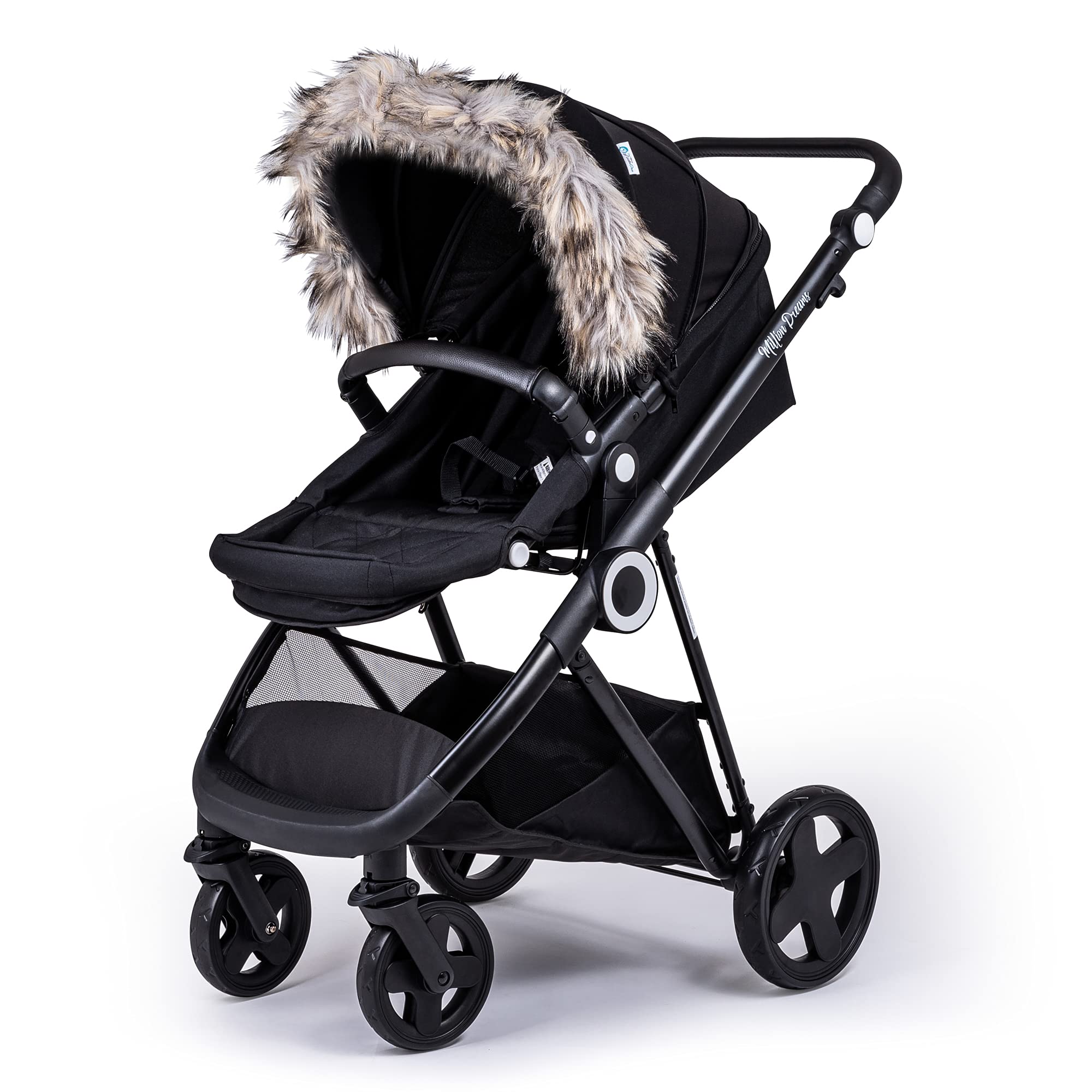 For Your Little One Fur Hood Trim Pram Compatible on Kiddicare.com, Light Grey