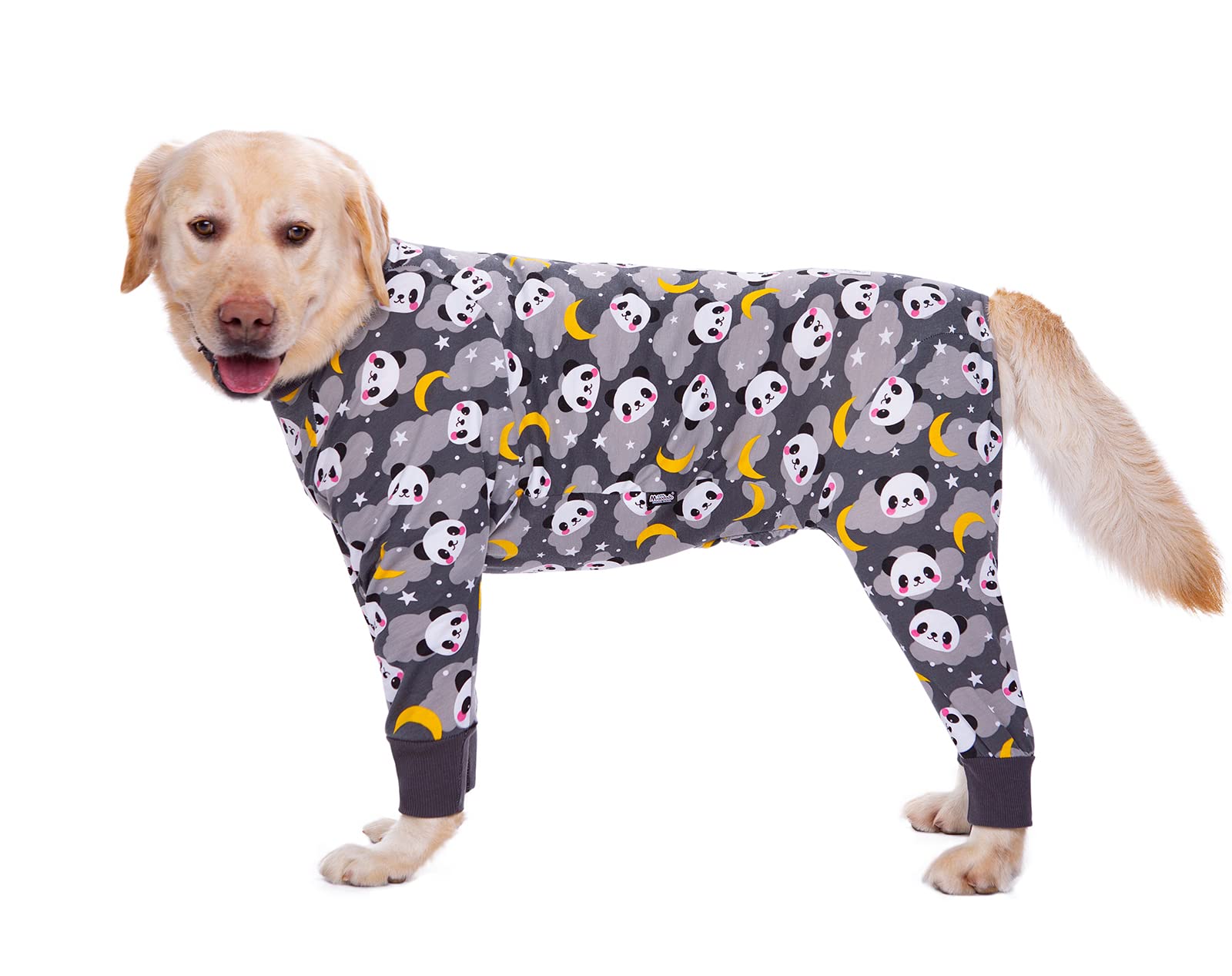 Dog Pajamas Jumpsuit for Medium Large Dog Lightweight Cotton Dog Shirt Anti-Hair Dog Onesies After Surgery Dog Recovery Clothes_30#(Grey Panda)