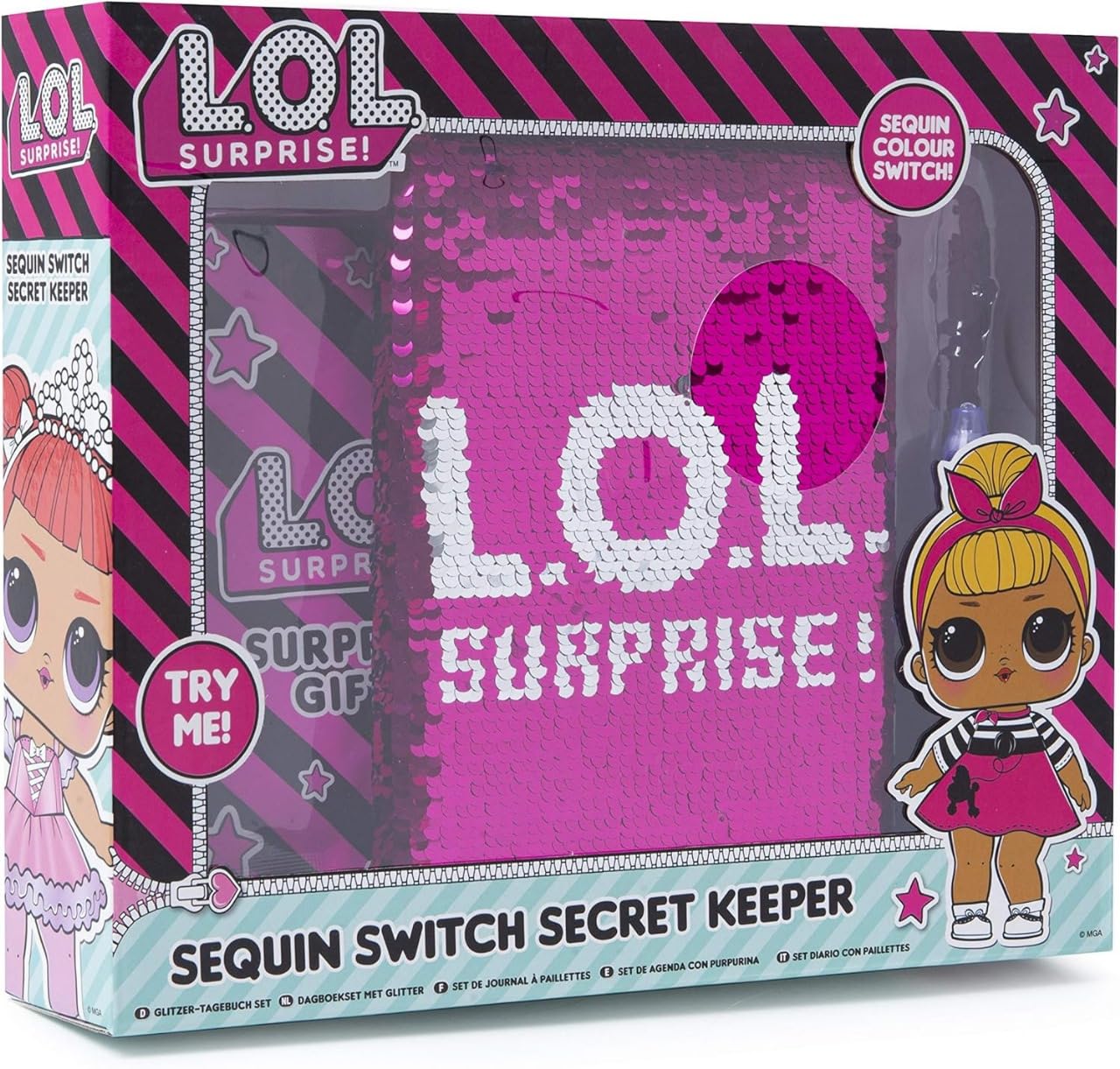 Online Street L.O.L. Surprise! Sequin Switch Secret Keeper Gift Set for Girls | Diary Set for Girls with Accessories | Sequin Diary Notebooks for Girls Gift Set