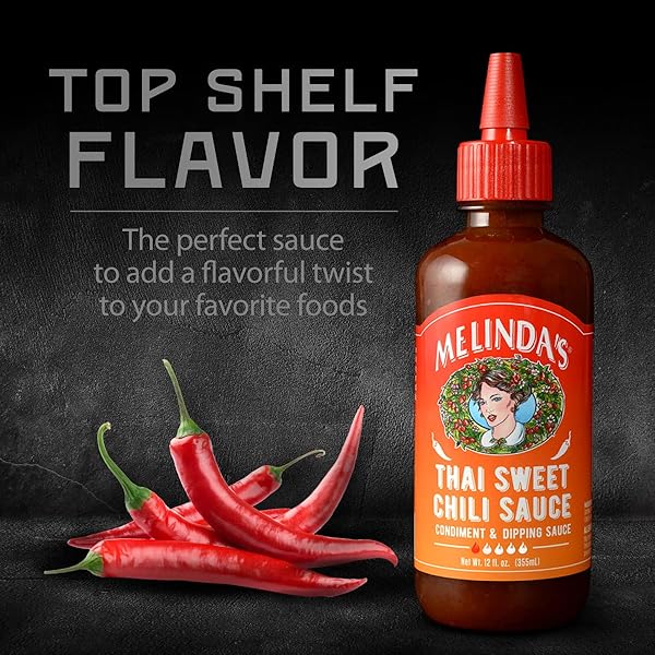MELINDA’S THAI SWEET CHILI – SWEET AND MILD ASIAN CHILI SAUCE MADE WITH WHOLE FRESH INGREDIENTS – GOURMET HOT & DIPPING SAUCE – KETO FRIENDLY – 12OZ, 1 PACK