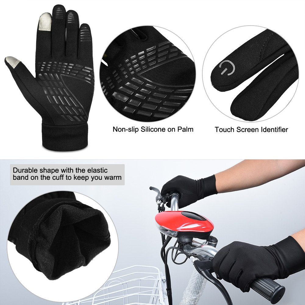 Vbiger Outdoor Touchscreen Handschuhe fahren Radfahren warm Freizeit Sport Silikon rutschfeste Handschuhe, Schwarz, XL
