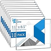 EHWINE 10 Pack 8.5 x 11 Wall Mount Acrylic Sign Holder, Horizontal Wall Signs Photo Menu Flyer Display Holders, Plastic Clear Acrylic Frames for Office Home Hotel Business Store (with Adhesive Tape)