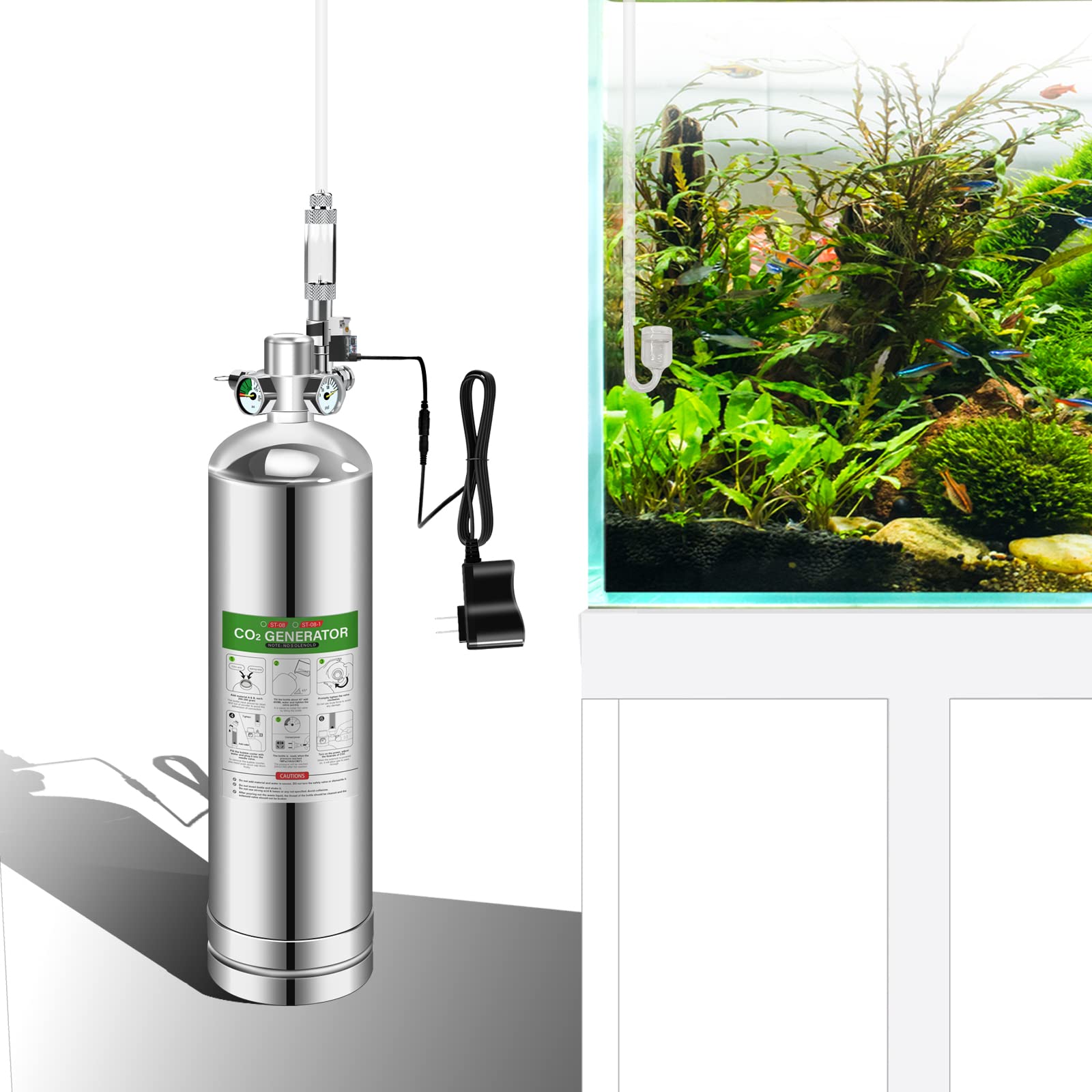 Co2 Kit Mua 4L Aquarium CO2 Generator System Carbon Dioxide Reactor Kit with ...