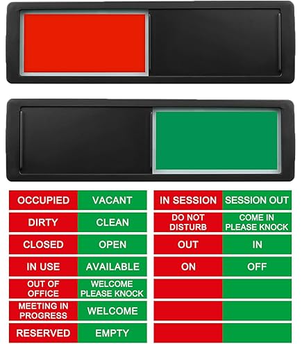 On Off Slider Sign, Ideal For Alarm Home Bathroom Office Restroom Hotels Hospital, Non-Scratch Magnetic Door Indicator, 7'' X 2