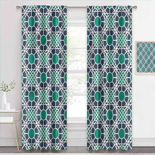 Cortina de ventana geométrica oriental para patio o puerta corredera