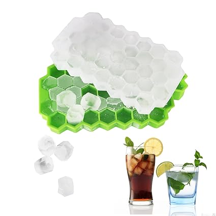 Orycool 2 Stück Eiswürfelform, Silikon Eiswürfelformen 74-Fach mit Deckel für Gefrorenes Bier/Whisky Party und Familie