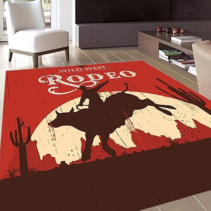 Amazon Com Rug Floor Mat Rug Vintage Area Rug Rodeo