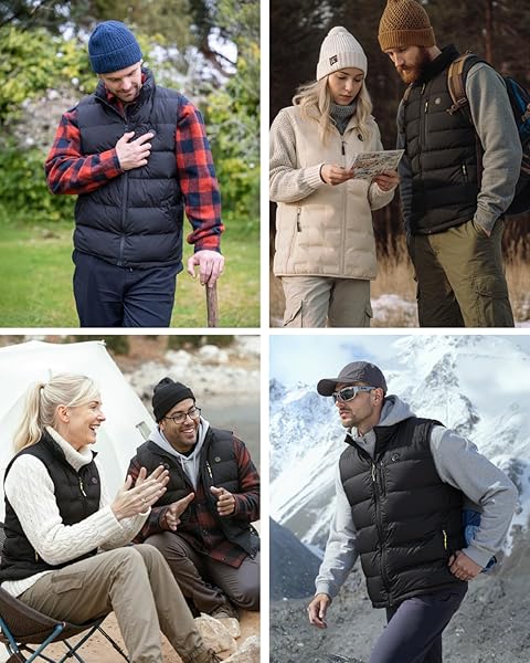 INOKRAFT MEN HEATED VEST WITH BATTERY PACK, LIGHTWEIGHT QUILTED VEST (CHARGER CABLE INCLUDED), BLACK, S